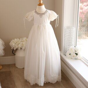 Ivory Organza Flower Girl Dress Dollcake Boutique Rhinestones Special Occaasion